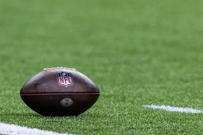 Aug 15, 2026; New Orleans, Louisiana, USA; Detailed view of the NFL football during the game between the New Orleans Saints and the Jacksonville Jaguars during the first half at Caesars Superdome. Mandatory Credit: Stephen Lew-Imagn Images