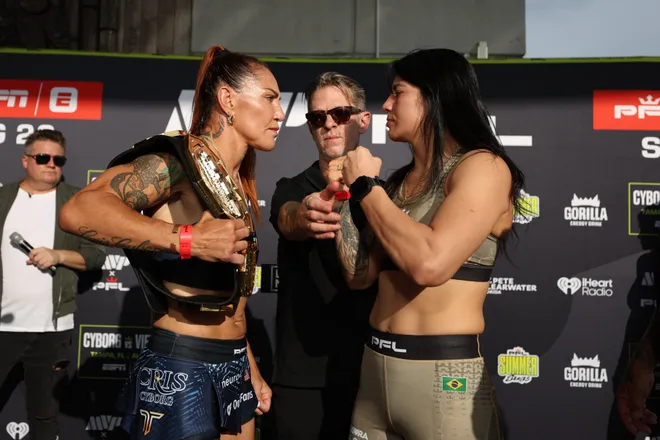 Cris Cyborg vs. Ketlen Vieira - PFL Tampa ceremonial weigh-ins faceoff