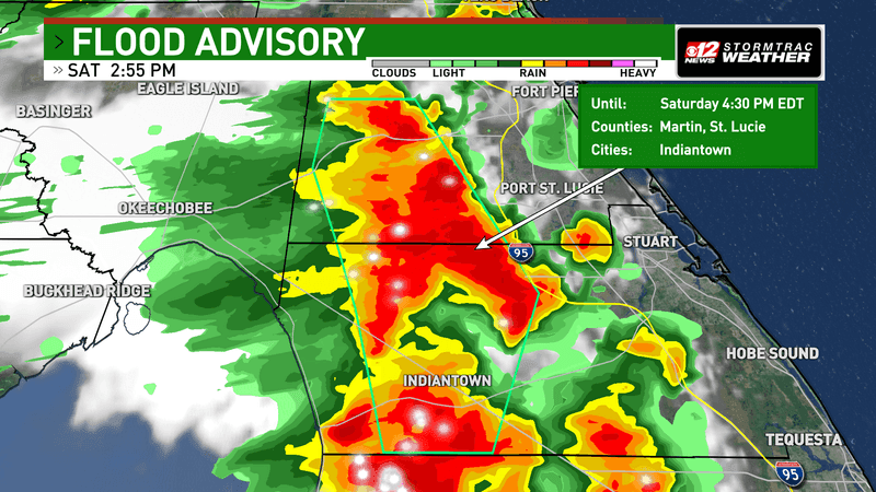 A Flood Advisory is in effect for Martin and St. Lucie counties until 4:30 p.m. on Saturday. (WPEC)
