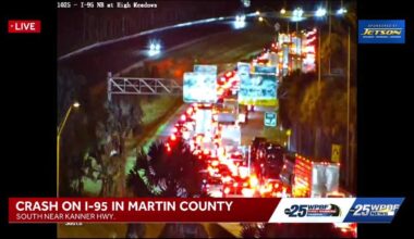 Crash causes standstill traffic on I-95 south near Kanner Highway
