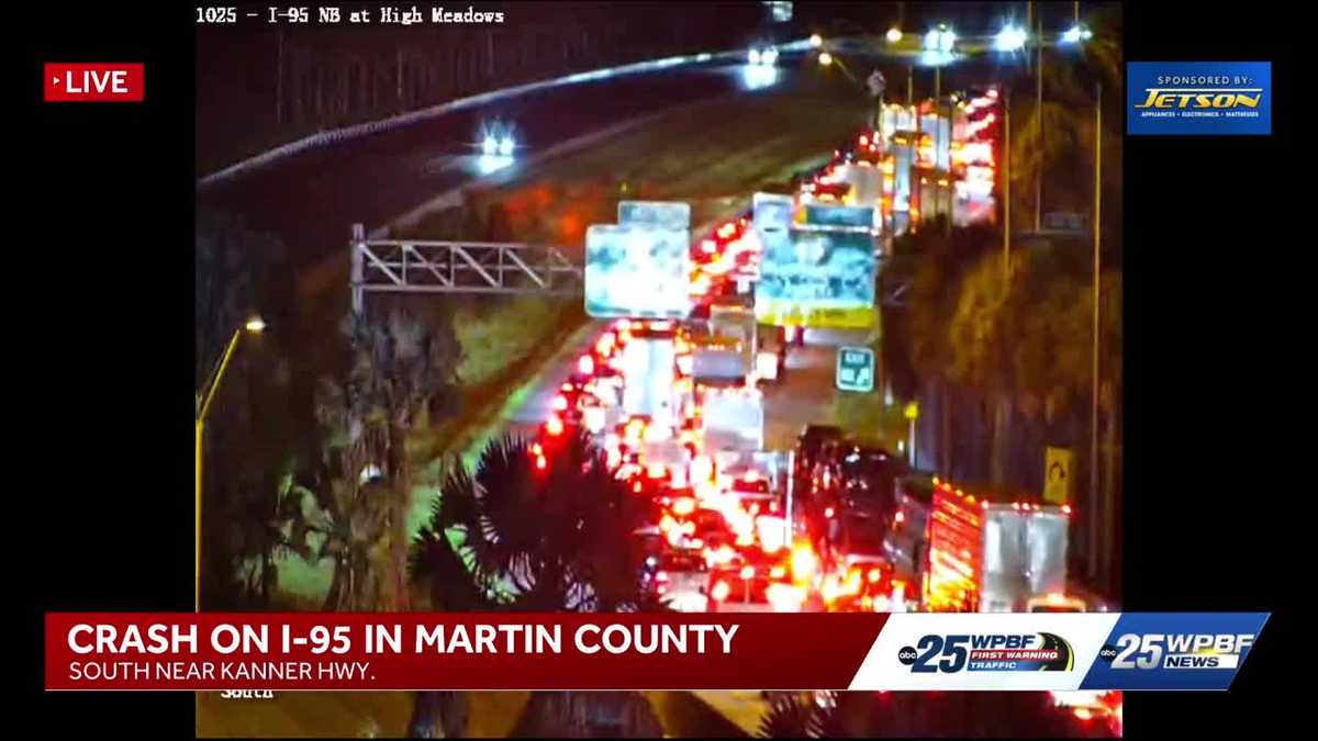 Crash causes standstill traffic on I-95 south near Kanner Highway