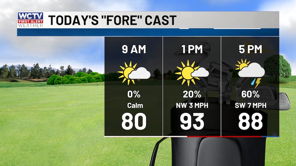 A chance of showers and storms, otherwise HOT.