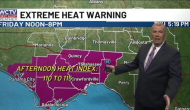 Extreme heat with some afternoon storms on Friday for Tallahassee, Big Bend and South Georgia