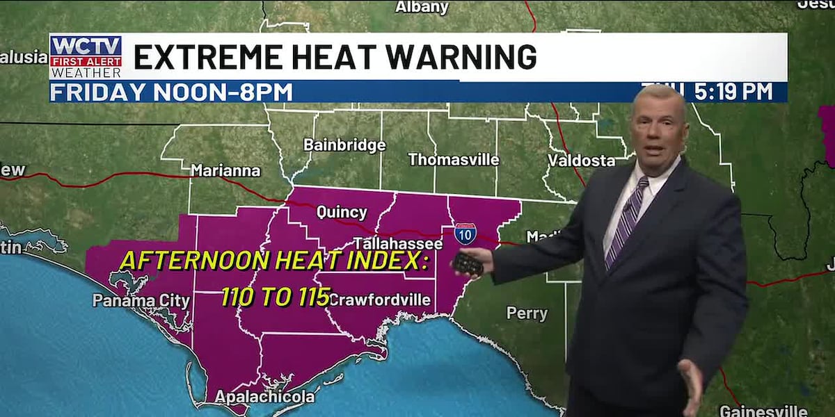 Extreme heat with some afternoon storms on Friday for Tallahassee, Big Bend and South Georgia