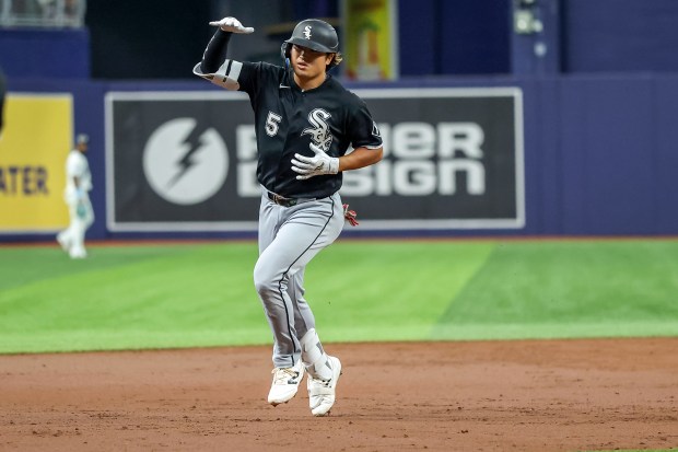 White Sox first baseman Munetaka Murakami rounds the bases after hitting a two-run home run against the Rays in the third inning Friday, July 31, 2026, in St. Petersburg, Fla. (Mike Carlson/Getty)