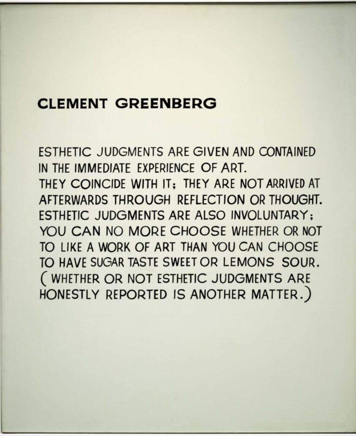 John Baldessari, “Clement Greenberg,” 1966-68, acrylic on canvas 172.7 x 142.2 cm, 68 x 56 inches, Craig Robins Collection, Miami. © 1966-68 – 2026 John Baldessari Family Foundation