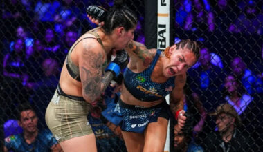 Cris Cyborg throws a punch at Ketlen Vieira during her PFL Tampa win