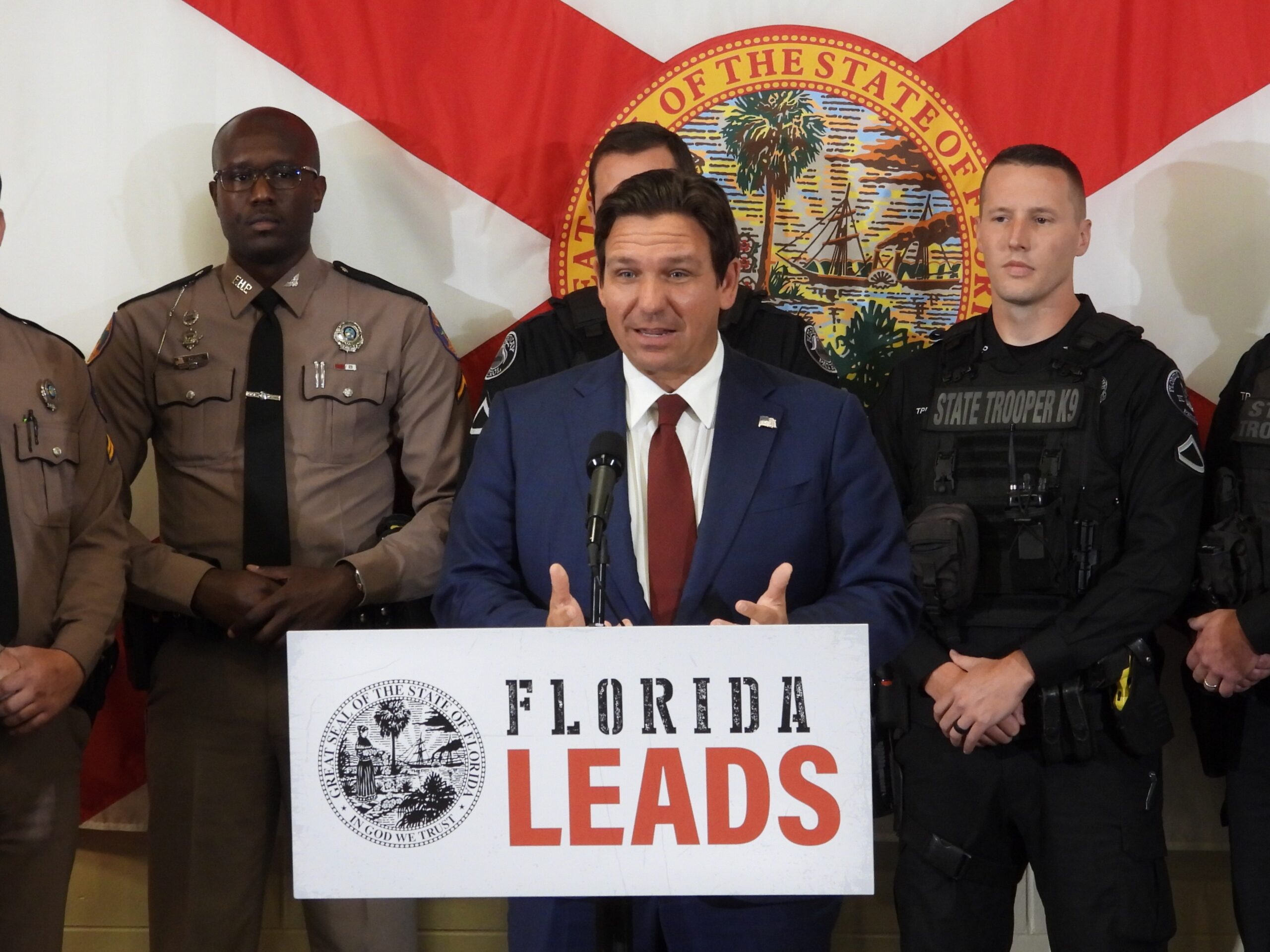 Governor Ron DeSantis in Tampa // Chris Young, WMNF News, 5/12/2025
