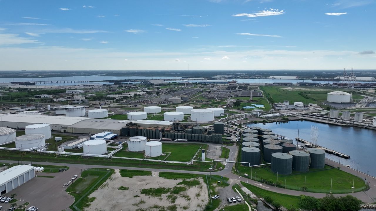 Aerial photo captures Tampa's Howard F. Curren Advanced Wastewater Treatment Plant (Spectrum News/Jeff Joiner)