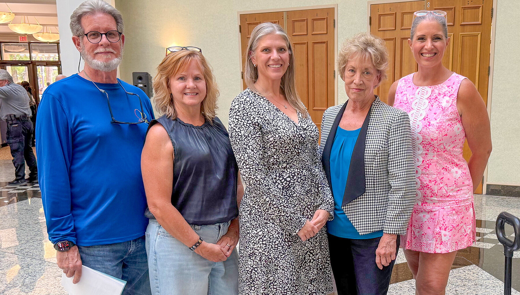 San Jose residents Grady Pope, Lisa Friedlander, Elise Brosch, Amy Calfee and Chrissy Kinne before the July 28 city council meeting.