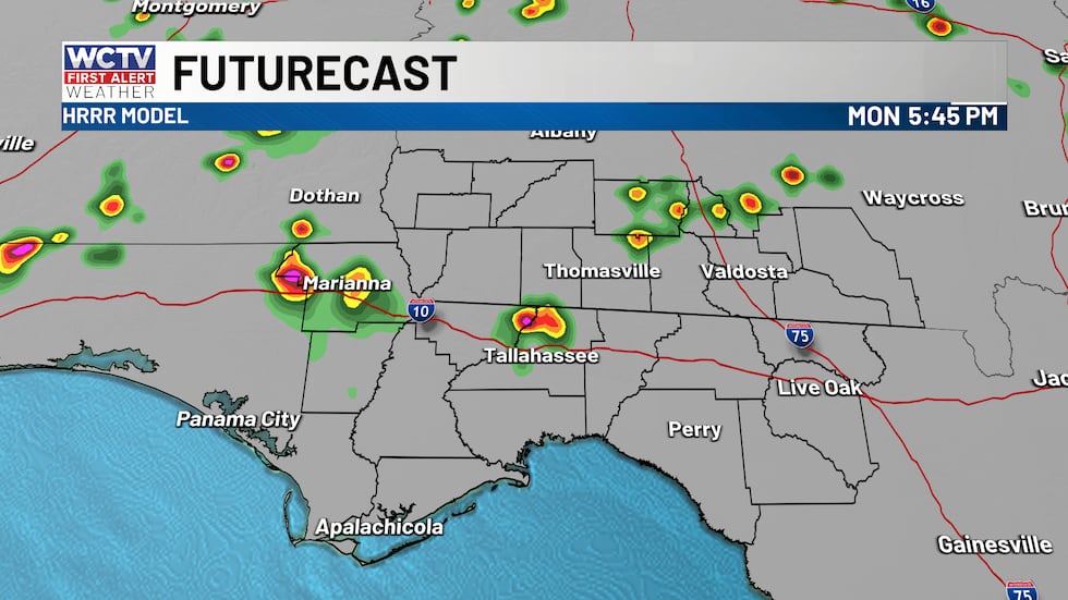 Scattered storms tomorrow afternoon.