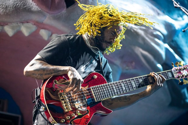 Thundercat performs while opening for the Red Hot Chili Peppers.
