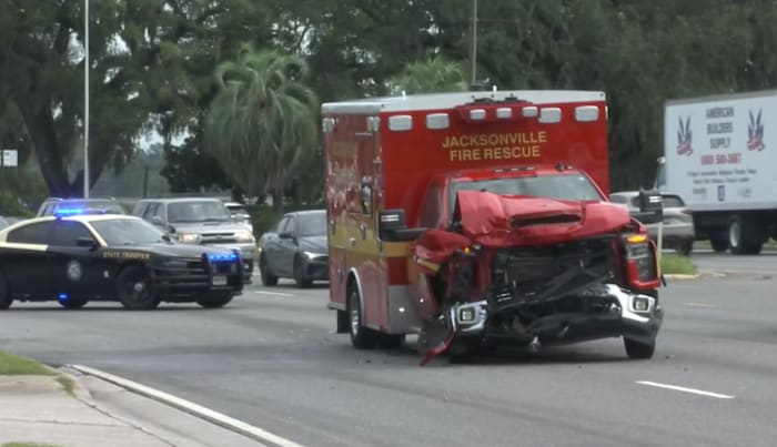 Jacksonville Fire and Rescue ambulance involved in crash on Blanding Blvd