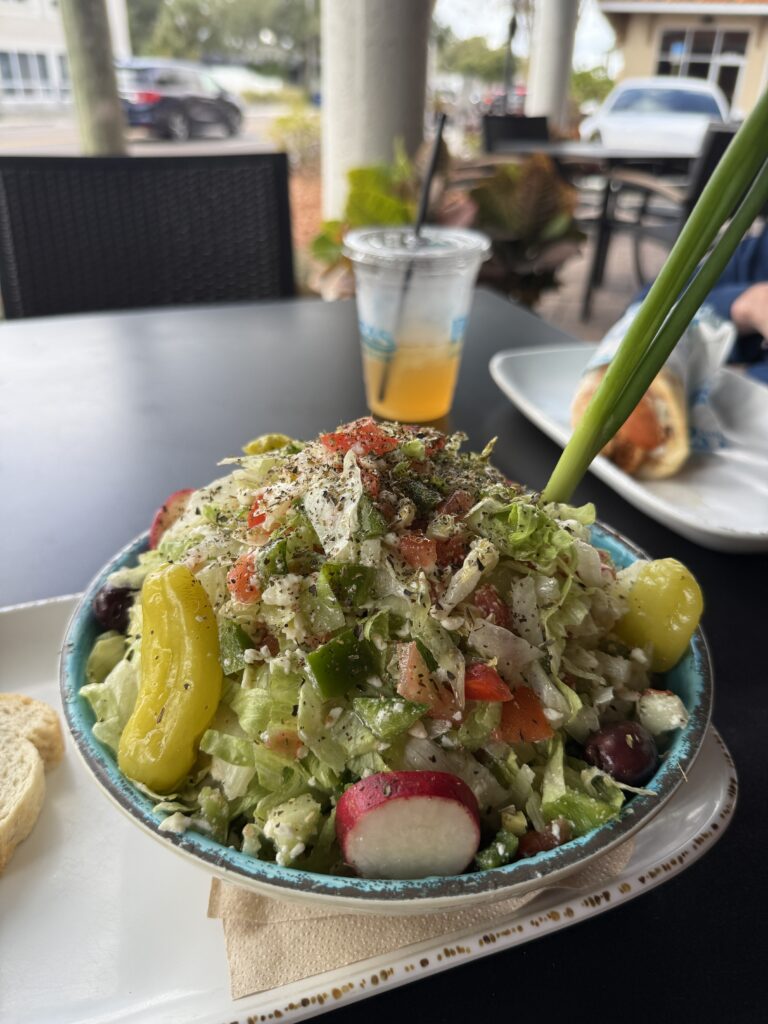 A salad on a table