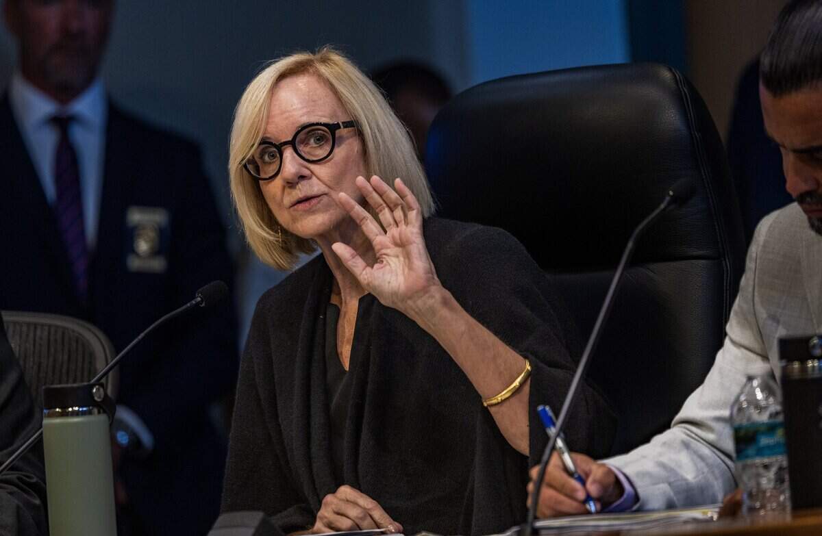 City of Miami Mayor Eileen Higgins speaks as she chairs the Commission meeting where her $450M bond proposal was discussed, at City Hall, on Thursday July 09, 2026.