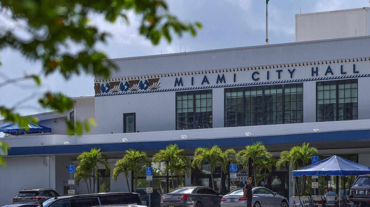 The exterior of Miami City Hall is photographed on Thursday, April 24, 2025, in Coconut Grove, Florida. The exterior of Miami City Hall is photographed on Thursday, April 24, 2025, in Coconut Grove, Florida.
