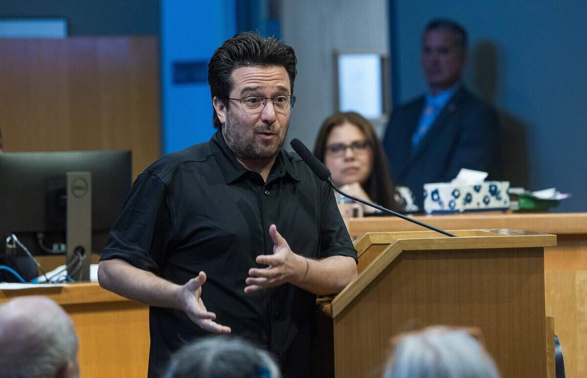 Resident Billy Corben speaks against the 287(g) agreement with ICE that the commission voted in favor to enter into last year, during a Miami City Commission meeting, at City Hall, on Thursday June 25, 2026.