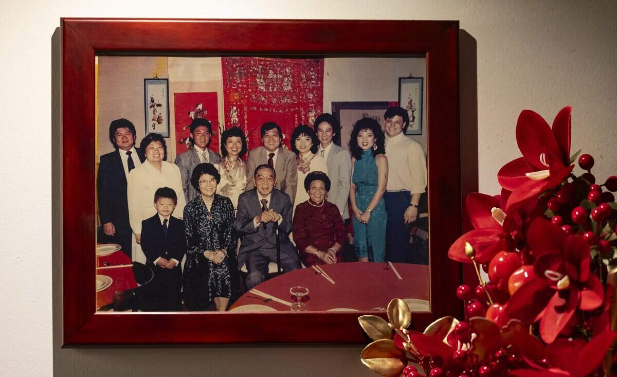 A photograph of Chef Alex Kuk's great-grandfather, Lee Pong Wan, hangs at the entrance of his restaurant, Wan's Mandarin House, on Wednesday, Aug. 19, 2026, in Fort Lauderdale, Fla.