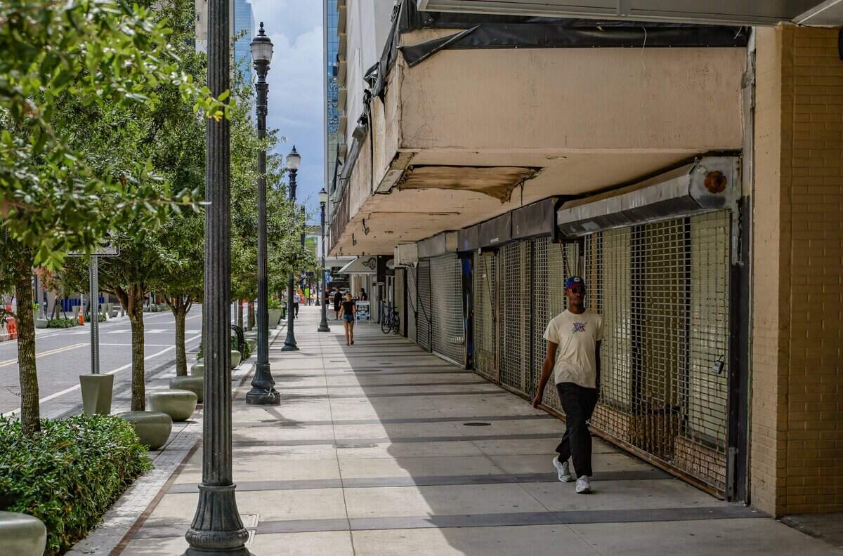 Many storefronts remain shuttered after the recent reopening of East Flagler street after years of on-off construction in downtown Miami on Tuesday, August 4, 2026.