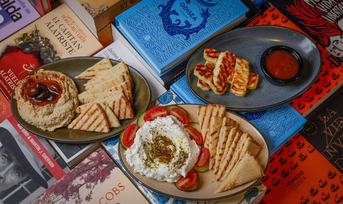 Breakfast plates of Fried Halloumi Bites, Homemade Hummus and Mediterranean Labneh are now offered at The Café at Books & Books. General manager Jonah Kaplan has created a new menu at The Café in Coral Gables, Florida, on Tuesday, August 4, 2026.
