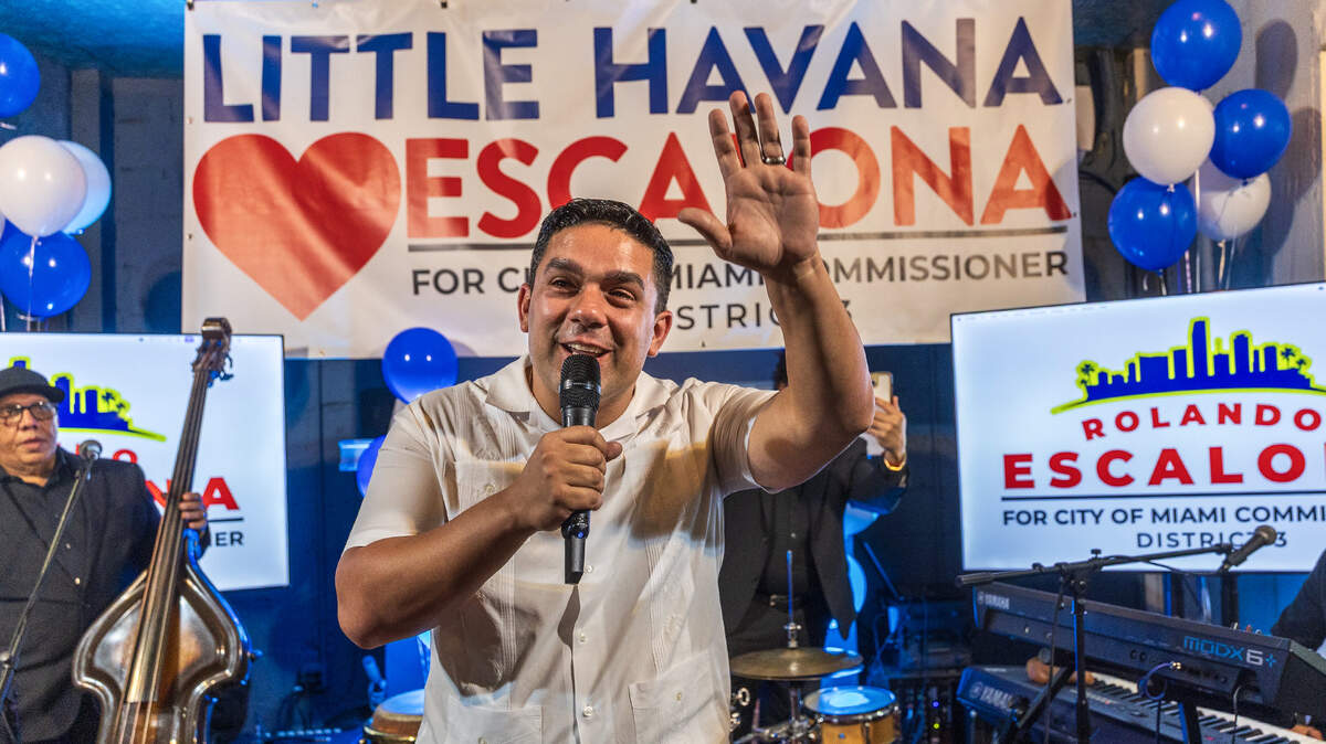 Rolando Escalona after defeating Frank Carollo during the runoff election for Miami’s District 3 commission seat, to replace Joe Carollo, on Tuesday, December 09, 2025.