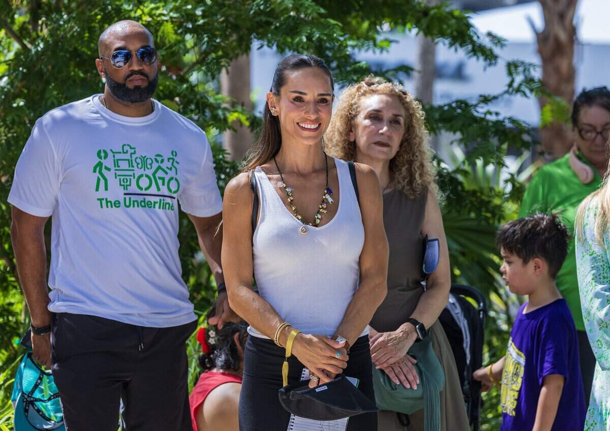 A group of elected officials and community members including The Underline's CEO Eulois Cleckley, joined South Miami resident Nikki Spoelstra, during the Nikki Spoelstra Play Forest Grand Opening ceremony, in South Miami's section of The Underline, sponsored by Mrs. Spoelstra, on Saturday August 15, 2026.