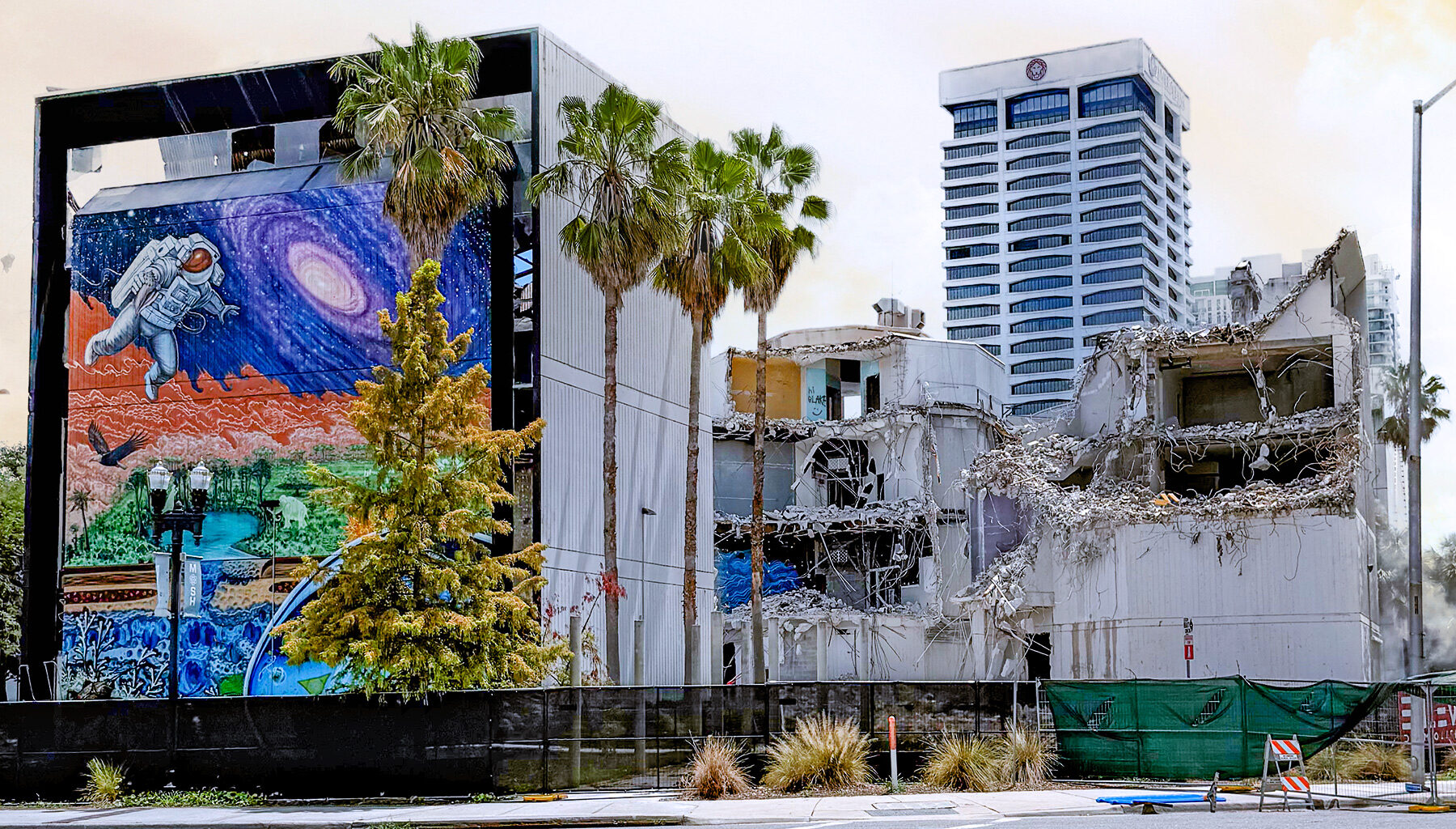 A photo from July 7 depicts the ongoing demolition of the MOSH building on the Southbank.