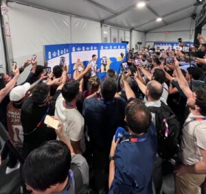 A busy press junket at a FIFA game