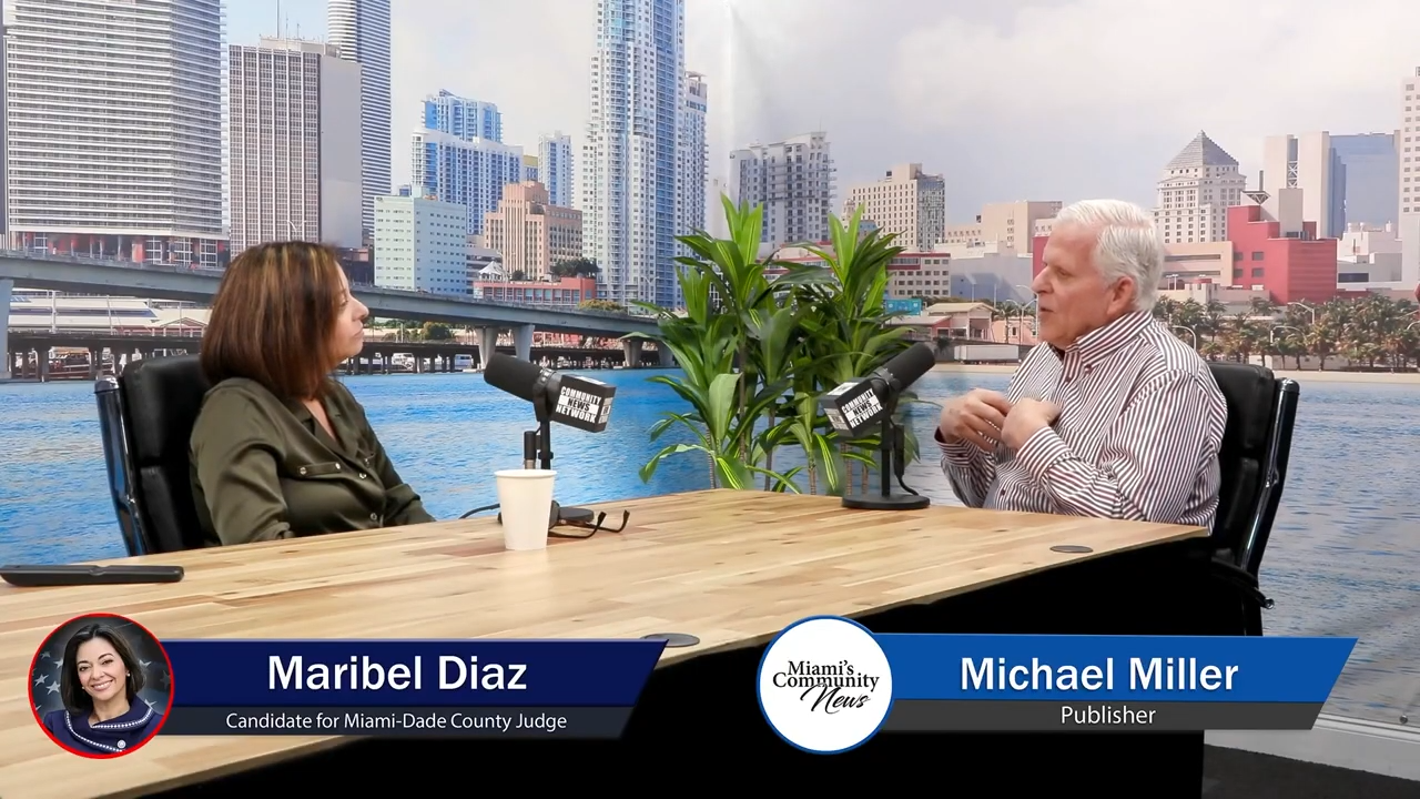 Michael Miller talks with Maribel Diaz, Miami-Dade County Court Judicial Candidate