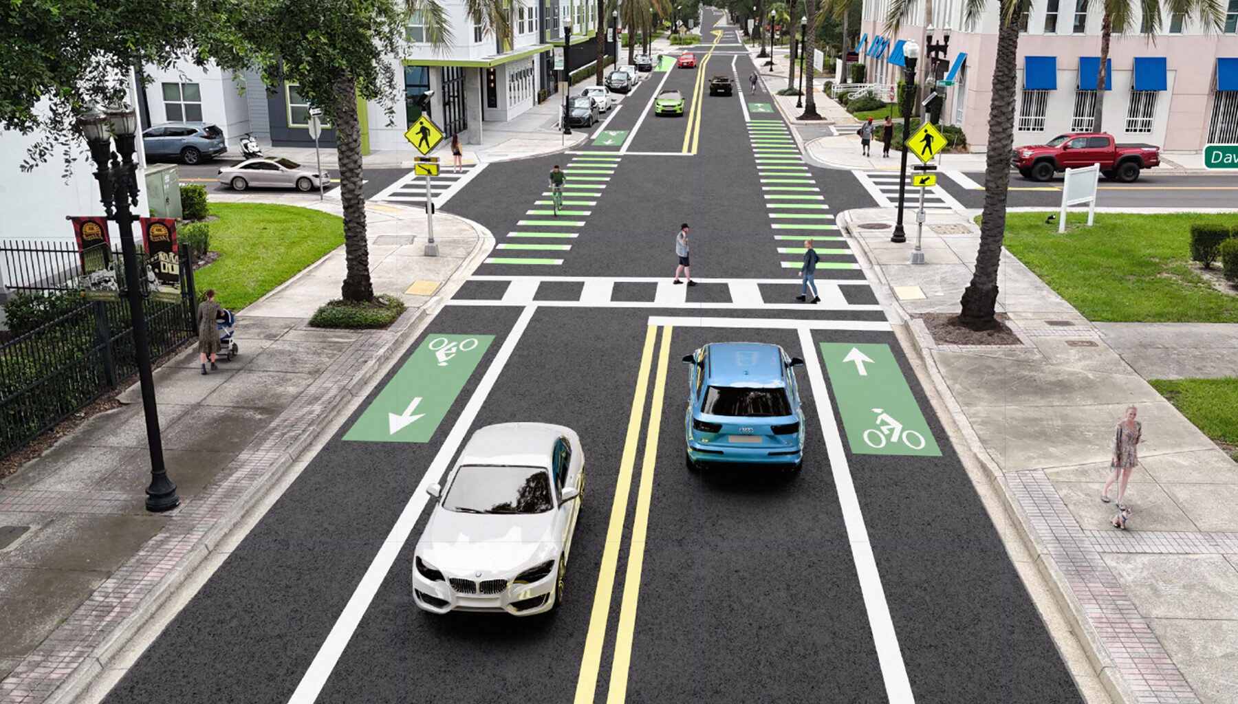 Under the proposed road diet, Monroe Street would be converted into a two-lane two-way traffic corridor.