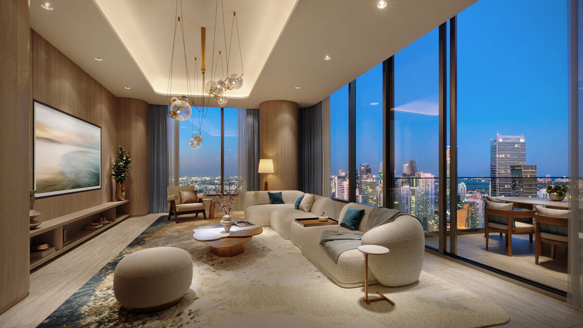 The Brickell penthouse will feature both waterfront and skyline views.
