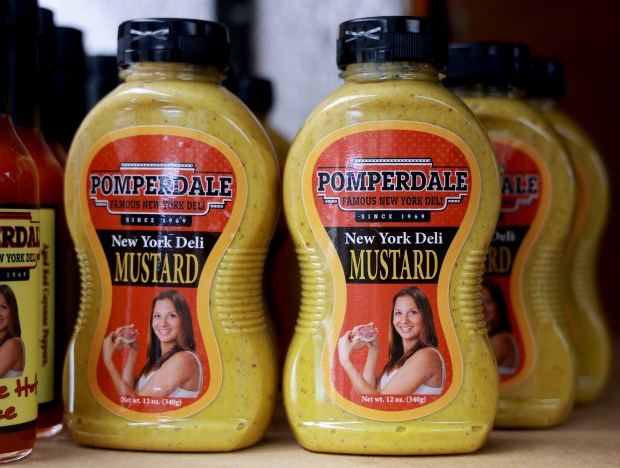 Pomperdale's Famous New York Deli in Fort Lauderdale on Friday, August 7, 2026. August is National Deli Month, and several local delis are participating. One is Pomperdale's, where customers can, for every order of a Super Stuffed New Yorker sandwich, the buyer will get a free bottle of New York Deli Mustard, a beer for just $1 and 10% off the entire order. (Mike Stocker/South Florida Sun Sentinel)