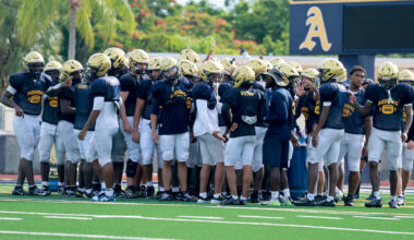 Players take part in the St. Thomas Aquinas first day...