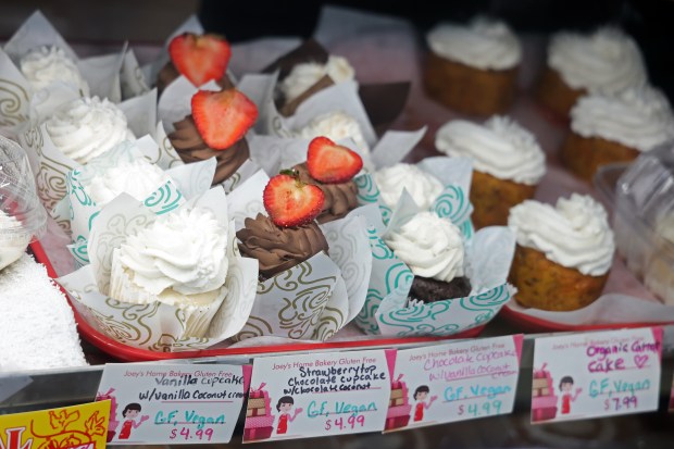 Gluten and dairy free cupcakes are shown for sale at Joey's Home Bakery in Boynton Beach on Thursday, Aug. 6, 2026. (Amy Beth Bennett/South Florida Sun Sentinel)