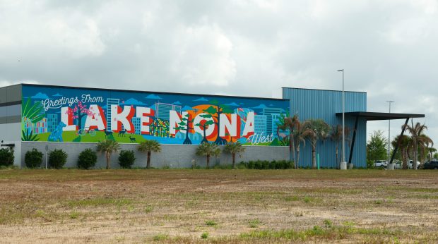 The new Lake Nona West shopping center, being developed by Tavistock on Tuesday, April 28, 2026, is taking shape and readying for retail and restaurant tenants to open their doors to customers. (Rich Pope/Orlando Sentinel)