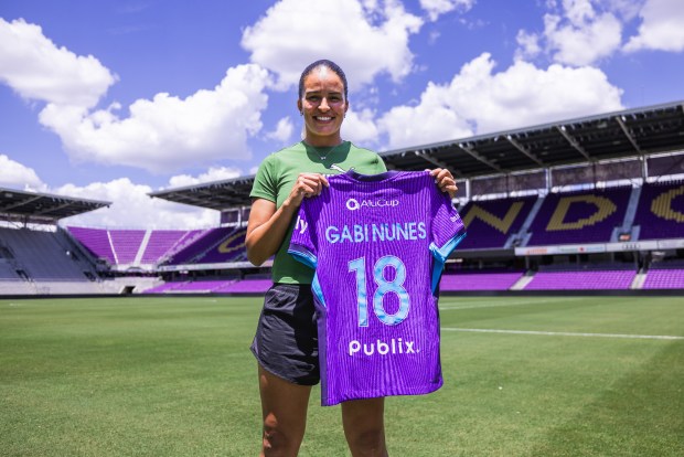 Orlando Pride forward Gabi Nunes of Brazil, announced by the team Aug. 4, 2026, that she is signed through the end of the 2026 season. (Mark Thor/Orlando City SC)