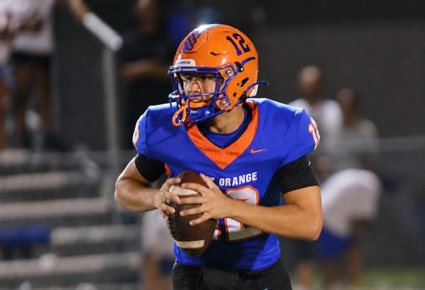 AJ Chung threw for 301 yards and three touchdowns Thursday night to lead West Orange to a season-opening victory over Archbishop Hoban, of Akron, Ohio, Aug. 20, 2026. (Chris Hays/Orlando Sentinel)
