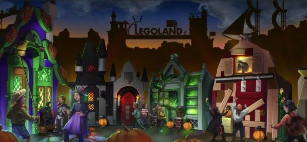 Brick or Treat Street will be a new interactive element of Legoland Florida's Halloween festivities for 2026. Participants will explore the homes of Lego Monsters. (Legoland Florida)