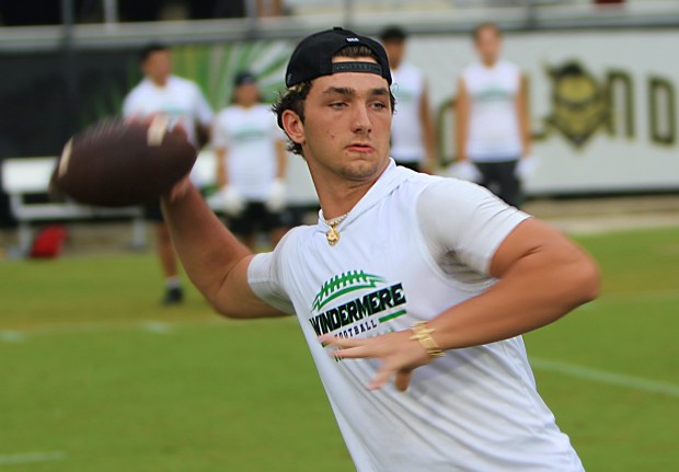 Windermere sophomore quarterback Gianni Rodriguez has been battling teammate Dean Monroe for the Wolverines quarterbacking job in the preseason. (Chris Hays/Orlando Sentinel)