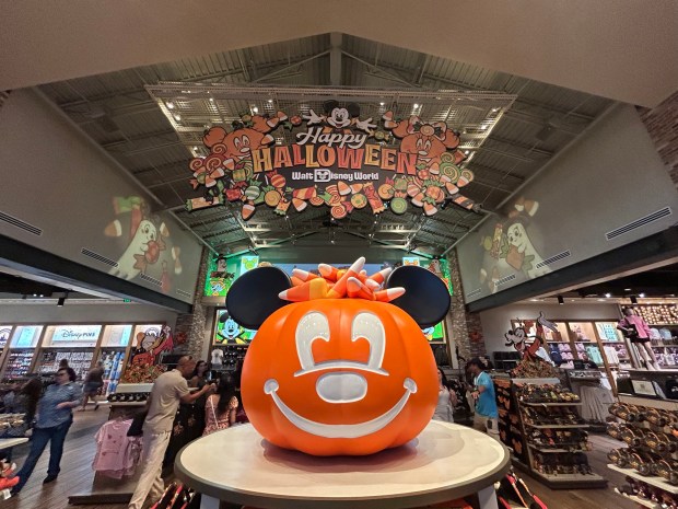 Halloween decor and merchandise is on sale at World of Disney store at Disney Springs. (Dewayne Bevil/Orlando Sentinel)