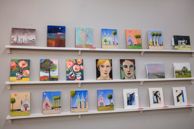 McRae Art Studios presents its annual 8x10 sale on Aug. 8 while celebrating the studios' 40th anniversary. Patrons can browse from 220 pieces created by the studios' 22 member artists, all of which are available for $200 or less. (Patrick Connolly/Orlando Sentinel)