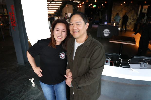 James Beard Award semifinalists Sue and Jason Chin of the Good Salt Restaurant (here pictured just before the start of the 2025 Ramen Rumble at Morimoto Asia) met at Seito Sushi Winter Park when she was a server and he was a dishwasher. Their first restaurant, Seito Sushi Baldwin Park, celebrates 25 years this month. (Rich Pope, Orlando Sentinel)
