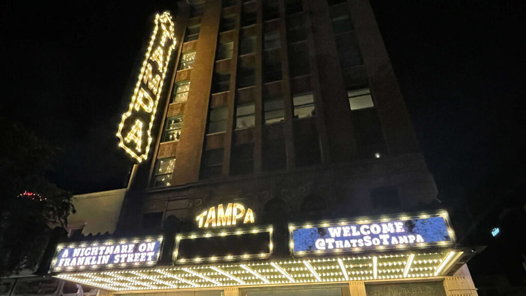 The Tampa Theatre at night