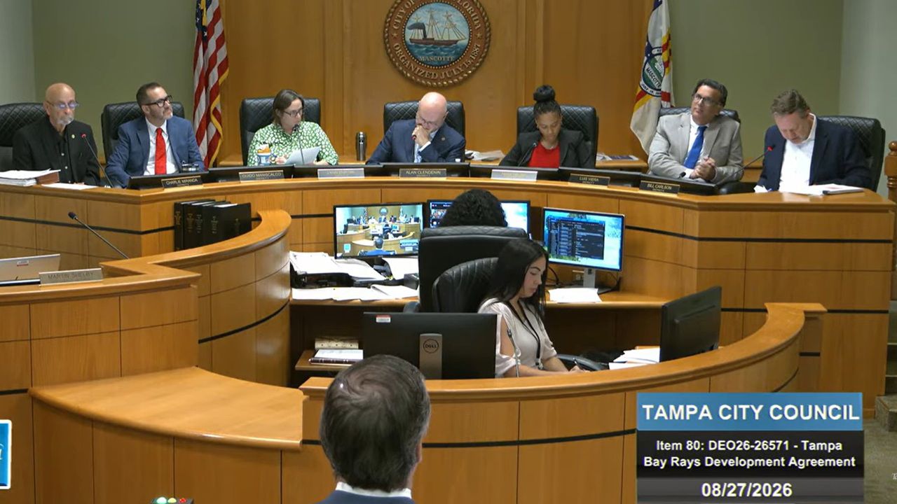 In a 4-3 vote on Thursday at City Hall, the council approved its $80 million portion of funding in the team’s $2.3 billion stadium and entertainment district at the Hillsborough College site on Dale Mabry Highway. (City of Tampa TV)
