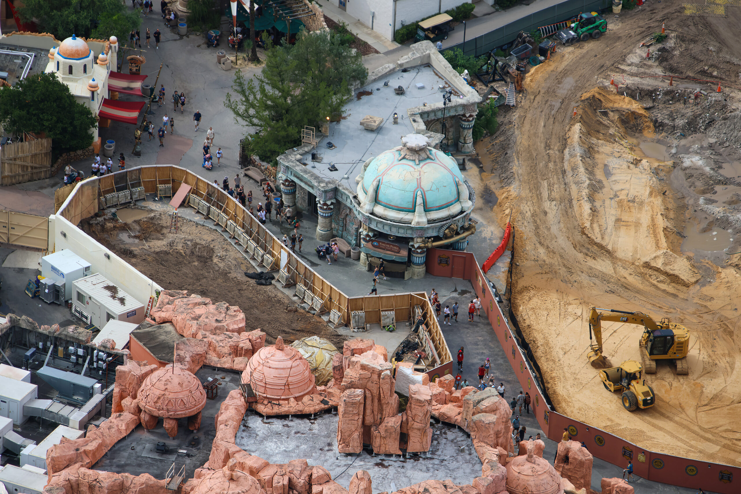 The final recognizable pieces of Poseidon’s Fury have been exposed as demolition crews tear through the former attraction’s show building at Universal Islands of Adventure.