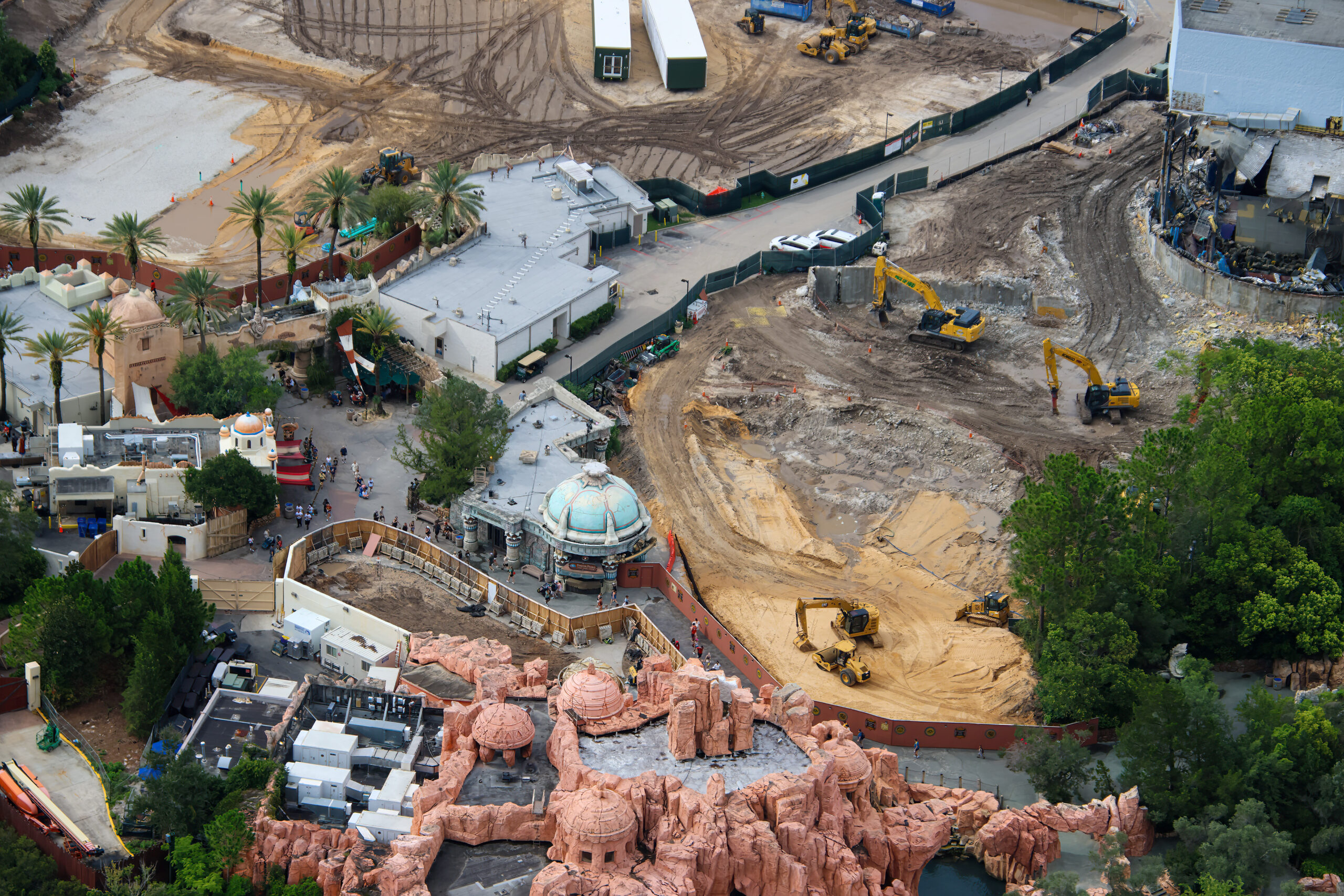 The final recognizable pieces of Poseidon’s Fury have been exposed as demolition crews tear through the former attraction’s show building at Universal Islands of Adventure.