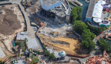 Poseidon’s Fury is rapidly disappearing as demolition crews tear deeper into the former attraction’s show building at Universal Islands of Adventure.
