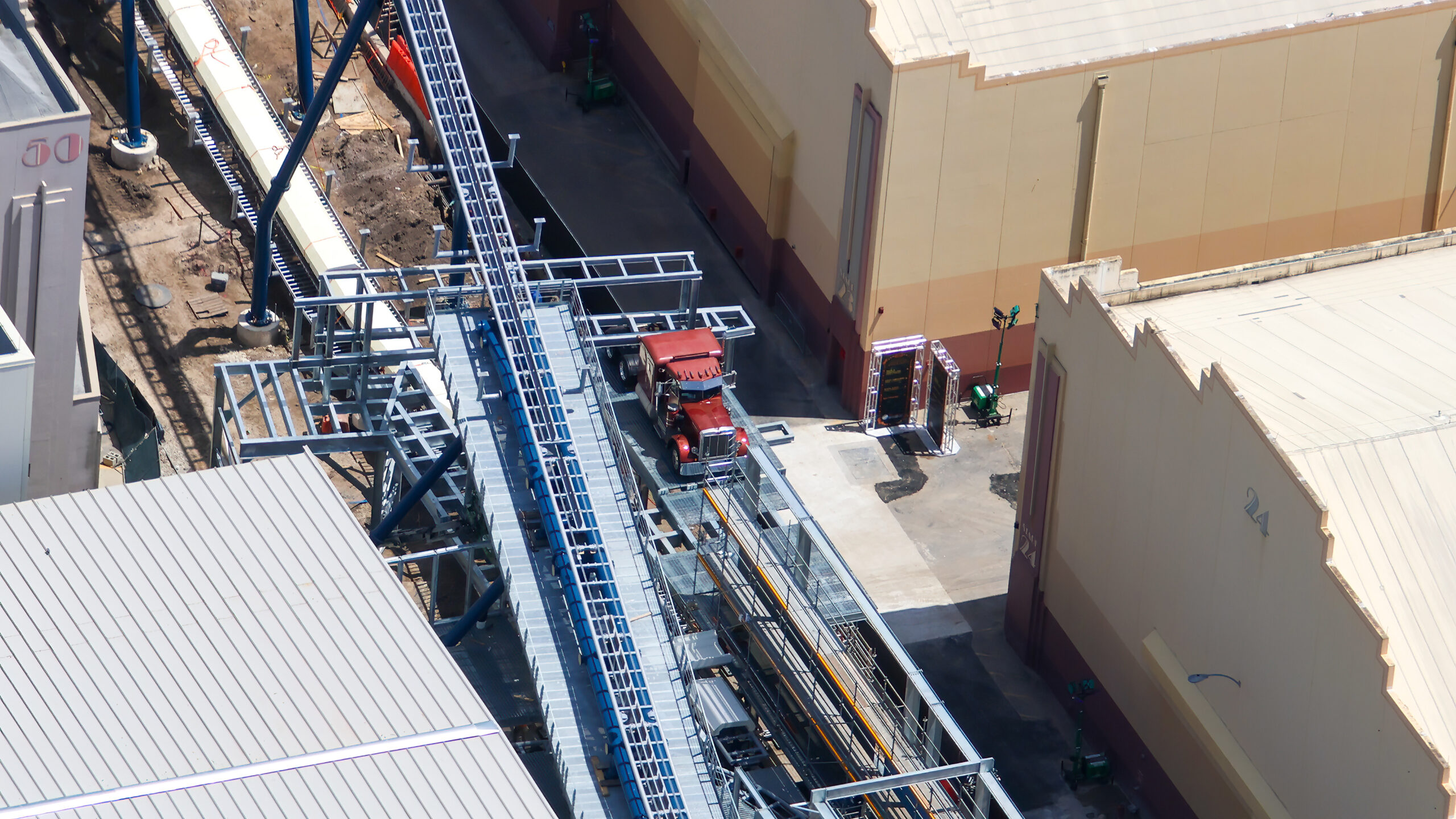 A Peterbilt-style truck cab has been installed beside the track for the opening scene of Fast & Furious: Hollywood Drift at Universal Orlando Resort.