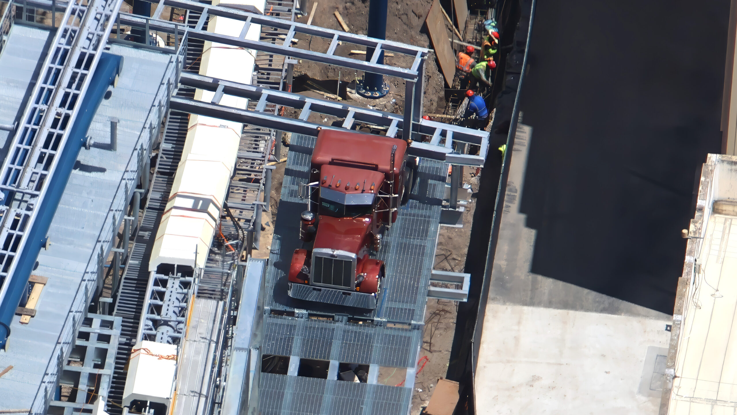 A Peterbilt-style truck cab has been installed beside the track for the opening scene of Fast & Furious: Hollywood Drift at Universal Orlando Resort.