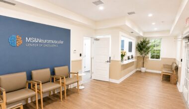 Reception and waiting area at the MS & Neuromuscular Center of Excellence in Lutz.
